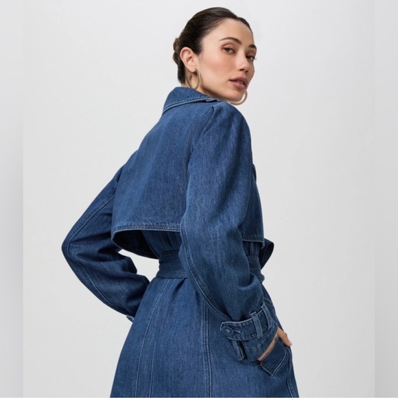 🆕 PAIGE Denim Trench Coat RAINA Rylie NWT Luxury longline 10 Cotton Couture - Picture 5 of 16